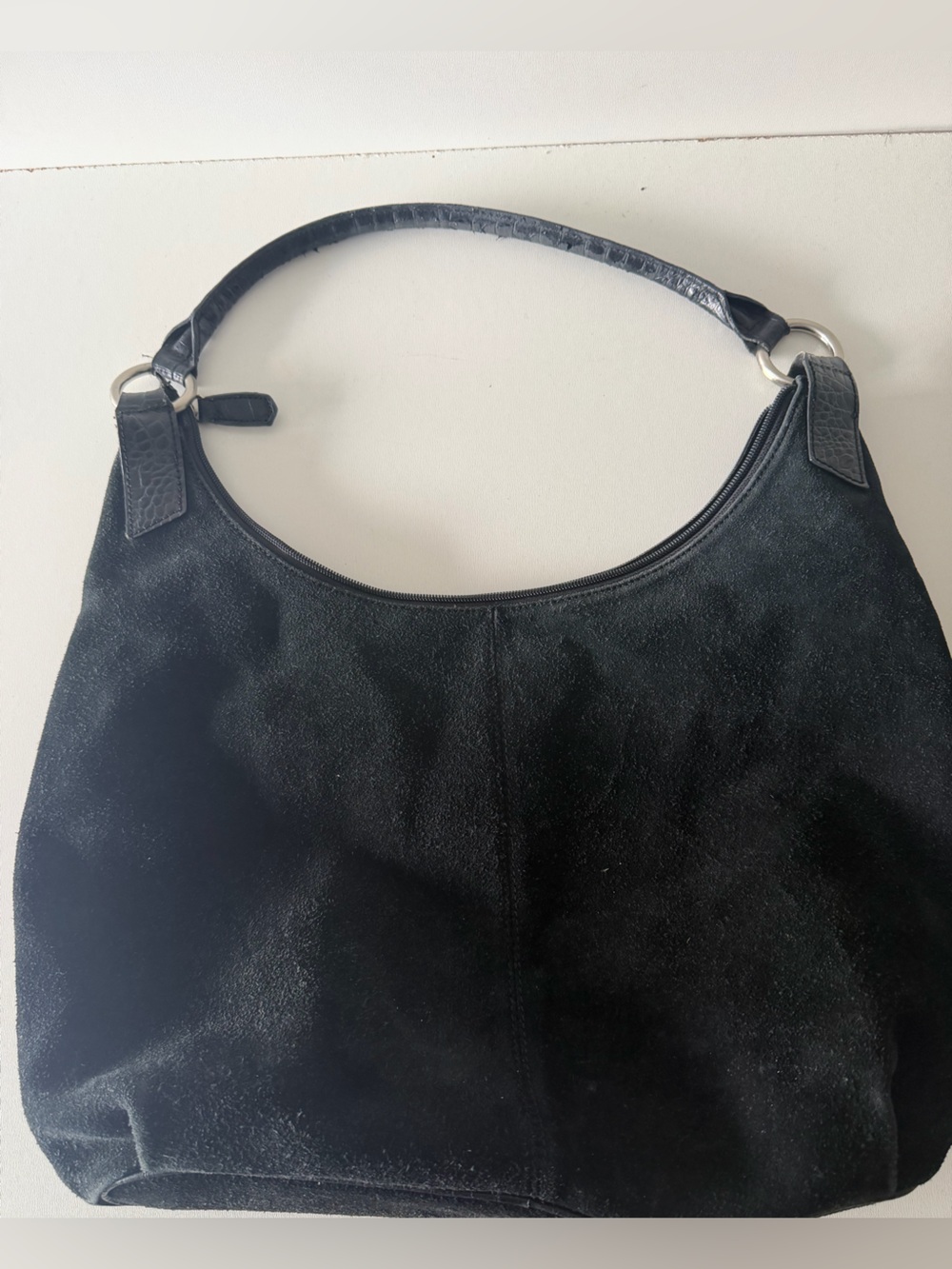 Preston & York Black Suede Shoulder Hobo Bag
